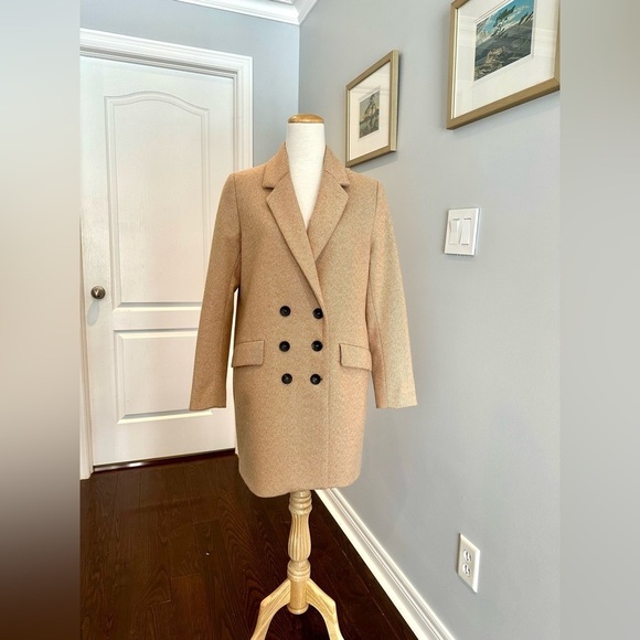 Zara Double-Breasted Peacoat in Beige - Picture 5 of 12